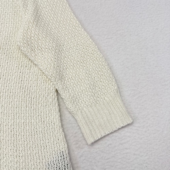 Lauren Ralph Lauren Sweater Womens XL Cream Knit Ribbed Hem Pullover Linen Blend - Picture 4 of 8